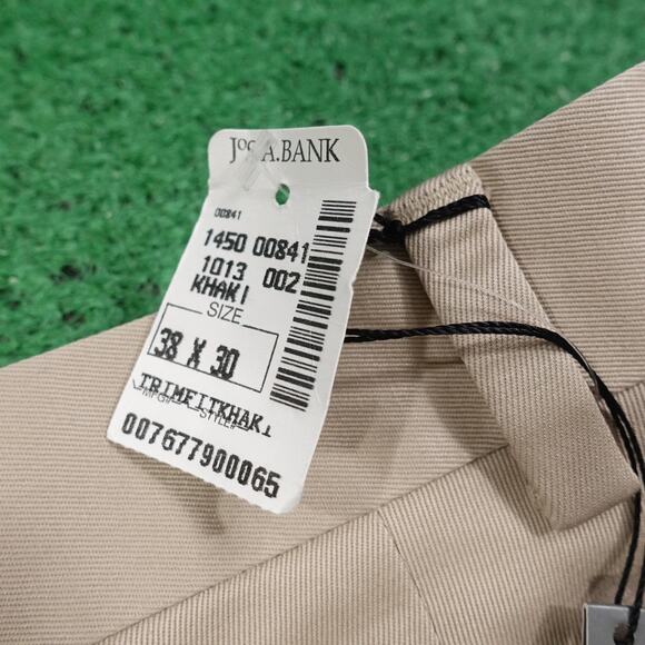 New! Jos. A. Bank Pants 38x30 Khaki Traveler Twill Tailored Fit Pleated Cuffed - Picture 8 of 10